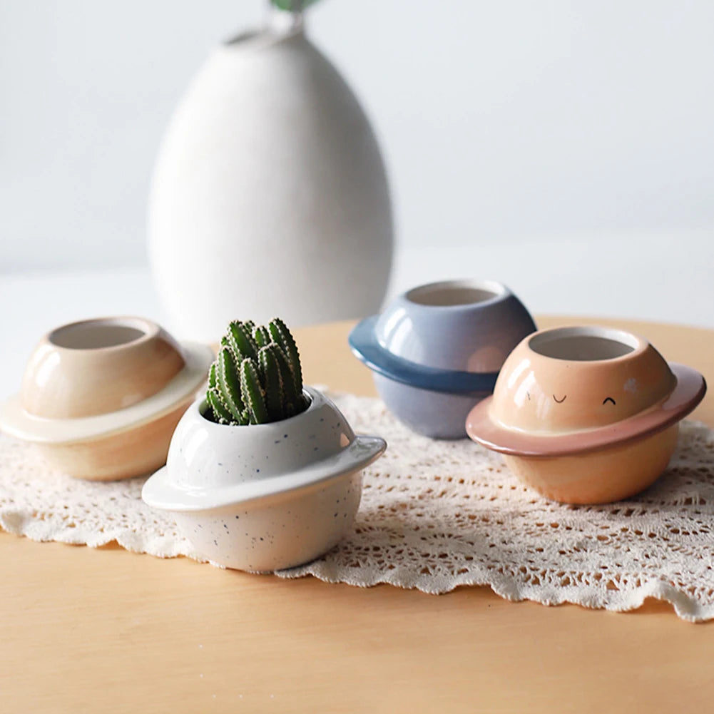 Mini Blumentopf Aus Keramik – Handbemalt Für Sukkulenten & Kleine Pflanzen | Ideal Für Schreibtisch, Balkon, Deko